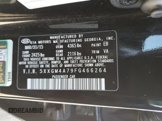 2015 Kia Optima LX with VIN 5XXGM4A79FG466264, listed as a Copart auction lot 49902775 with 145,511 mi miles and Salvage Title. Bid and sale history available at carsss.com. Image 15.