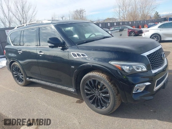2015 Infiniti QX80 with VIN JN8AZ2NF1F9572769, listed as a IAAI auction lot 41478820 with 143,892 mi miles and . Bid and sale history available at DreamBid. Image 1.