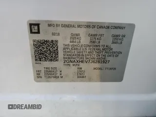 2018 Chevrolet Equinox LS with VIN 2GNAXHEV7J6281927, listed as a Copart auction lot 51520005 with 107,578 mi miles and Salvage Title. Bid and sale history available at DreamBid. Image 14.