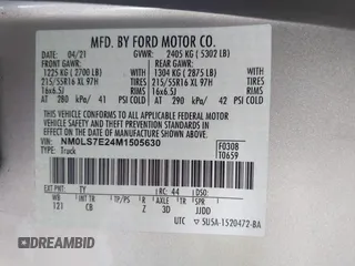 2021 Ford Transit Connect XL with VIN NM0LS7E24M1505630, listed as a IAAI auction lot 42525137 with 127,185 mi miles and . Bid and sale history available at DreamBid. Image 9.