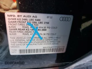 2023 Audi Q5 S line Prestige with VIN WA1FAAFY7P2001746, listed as a Copart auction lot 72766942 with 1,262 mi miles. Bid and sale history available at carsss.com. Image 13.