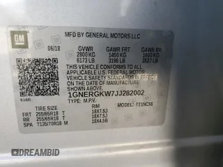 2018 Chevrolet Traverse LT Cloth with VIN 1GNERGKW7JJ282002, listed as a Copart auction lot 61564495 with 105,048 mi miles and Salvage title. Bid and sale history available at DreamBid. Image 14.
