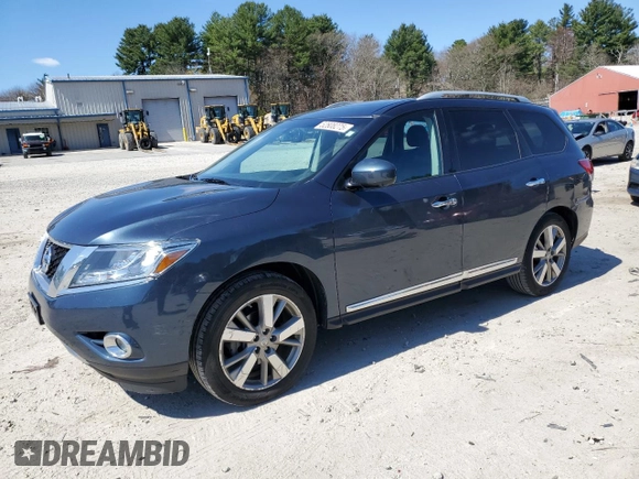 2016 Nissan Pathfinder Platinum with VIN 5N1AR2MM8GC632977, listed as a Copart auction lot 52808275 with 111,490 mi miles and Salvage Title. Bid and sale history available at carsss.com. Image 1.