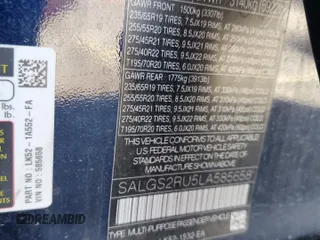2020 Land Rover Range Rover HSE with VIN SALGS2RU5LA585658, listed as a Copart auction lot 73409474 with 64,340 mi miles and Salvage Title. Bid and sale history available at DreamBid. Image 14.