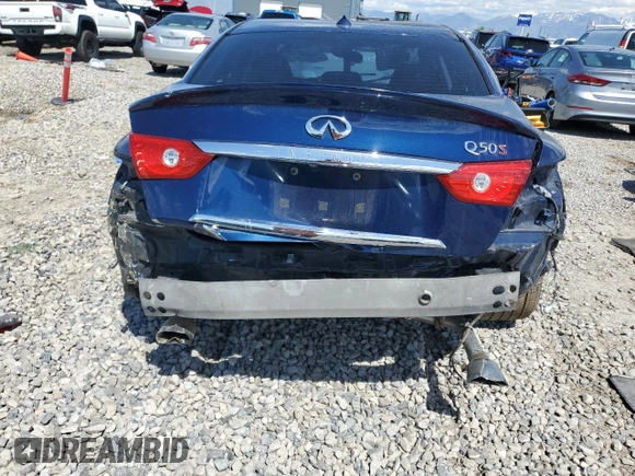 2017 Infiniti Q50 Red Sport 400 with VIN JN1FV7AP7HM850585, listed as a Copart auction lot 57649675 with 83,936 mi miles and Salvage title. Bid and sale history available at DreamBid. Image 6.