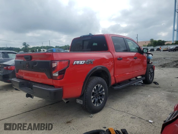 2024 Nissan Titan Pro-4X with VIN 1N6AA1ED8RN118197, listed as a Copart auction lot 64471595 with 3,576 mi miles and Salvage title. Bid and sale history available at DreamBid. Image 3.