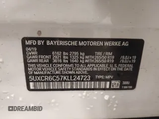 2019 BMW X5 xDrive40i with VIN 5UXCR6C57KLL24723, listed as a IAAI auction lot 42010807 with 49,257 mi miles and . Bid and sale history available at DreamBid. Image 9.