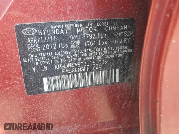2011 Hyundai Elantra GLS z VIN KMHDH4AE0BU159006, wystawiony jako Copart lot #60423205 z przebiegiem 232 202 mil mil oraz Czysty tytuł • Clean title. Historia ofert i sprzedaży dostępna na DreamBid. Obrazek 12.