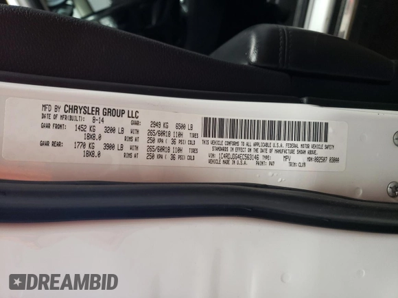 2014 Dodge Durango Limited with VIN 1C4RDJDG4EC563146, listed as a Copart auction lot 51373545 with 132,636 mi miles and Salvage title. Bid and sale history available at DreamBid. Image 13.