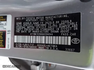 2016 Toyota Avalon Limited with VIN 4T1BK1EB6GU204044, listed as a IAAI auction lot 41730836 with 59,455 mi miles. Bid and sale history available at carsss.com. Image 9.