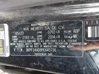 2023 Kia Forte LXS with VIN 3KPF24AD8PE645736, listed as a IAAI auction lot 41777929 with 58,291 mi miles. Bid and sale history available at carsss.com. Image 9.