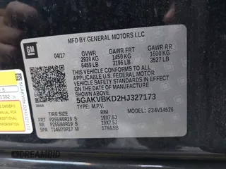 2017 Buick Enclave Leather with VIN 5GAKVBKD2HJ327173, listed as a IAAI auction lot 40732134 with 65,082 mi miles and . Bid and sale history available at DreamBid. Image 9.