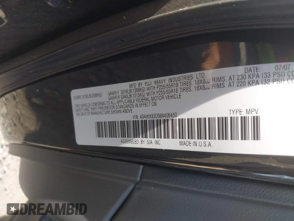 2008 Subaru Tribeca Limited с VIN 4S4WX93D984406450, выставлен на аукционе IAAI как лот 42167602 с пробегом 259 373 миль миль и . История ставок и продаж доступна на DreamBid. Изображение 9.