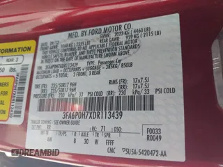 2013 Ford Fusion SE with VIN 3FA6P0H7XDR113439, listed as a IAAI auction lot 42644051 with 114,806 mi miles and . Bid and sale history available at DreamBid. Image 9.