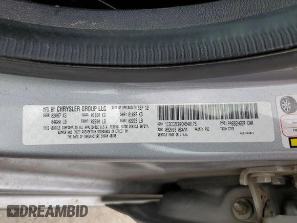 2013 Dodge Avenger SXT z VIN 1C3CDZCB0DN548175, wystawiony jako Copart lot #56795655 z przebiegiem 128 460 mil mil oraz Szkoda całkowita • Salvage title. Historia ofert i sprzedaży dostępna na DreamBid. Obrazek 12.