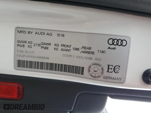 2019 Audi A4 Prestige with VIN WAUFNAF4XKA009696, listed as a Copart auction lot 67806564 with 118,352 mi miles and Clean Title. Bid and sale history available at carsss.com. Image 13.