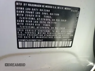 2024 Volkswagen Tiguan SE z VIN 3VVMB7AXXRM073047, wystawiony jako Copart lot #58958515 z przebiegiem 23 180 mil mil oraz Szkoda całkowita • Salvage title. Historia ofert i sprzedaży dostępna na DreamBid. Obrazek 13.