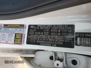 2013 Kia Rio LX with VIN KNADM5A38D6232986, listed as a Copart auction lot 50928325 with 68,799 mi miles and Salvage Title. Bid and sale history available at DreamBid. Image 13.