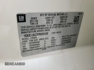 2015 GMC Yukon XL Denali z VIN 1GKS1JKJ7FR552458, wystawiony jako Copart lot #48248655 z przebiegiem 162 798 mil mil oraz Szkody całkowita. Historia ofert i sprzedaży dostępna na DreamBid. Obrazek 14.
