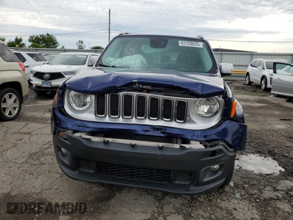 2017 Jeep Renegade Limited with VIN ZACCJBDBXHPE88574, listed as a Copart auction lot 61728625 with 106,116 mi miles and Salvage title. Bid and sale history available at DreamBid. Image 5.