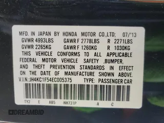 2014 Acura RLX Tech Pkg with VIN JH4KC1F54EC005375, listed as a Copart auction lot 80741664 with 144,632 mi miles and Clean Title. Bid and sale history available at carsss.com. Image 12.