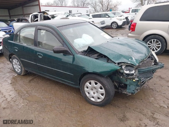 2002 Honda Civic LX with VIN 1HGES16552L004895, listed as a IAAI auction lot 41748701 with 253,168 mi miles. Bid and sale history available at carsss.com. Image 1.