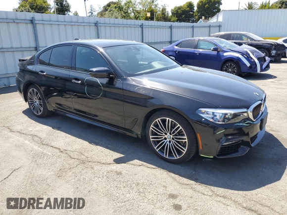 2018 BMW 5 Series 530e with VIN WBAJA9C50JB252458, listed as a Copart auction lot 58697585 with 89,050 mi miles and Salvage title. Bid and sale history available at DreamBid. Image 4.