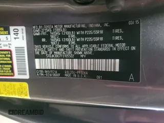 2015 Toyota Sienna LE with VIN 5TDJK3DC7FS105502, listed as a Copart auction lot 61672045 with 183,035 mi miles and Clean title. Bid and sale history available at DreamBid. Image 13.