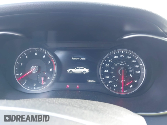 2019 Genesis G70 2.0T Advanced with VIN KMTG44LA2KU029902, listed as a IAAI auction lot 41977468 with 43,365 mi miles. Bid and sale history available at carsss.com. Image 7.