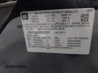 2012 Chevrolet Equinox LT w/2LT with VIN 2GNFLNE55C6216321, listed as a IAAI auction lot 41798024 with 159,512 mi miles. Bid and sale history available at carsss.com. Image 9.