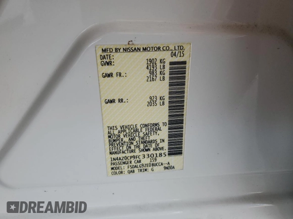 2015 Nissan LEAF SV with VIN 1N4AZ0CP9FC330185, listed as a Copart auction lot 49852285 with 93,056 mi miles and Salvage Title. Bid and sale history available at carsss.com. Image 12.