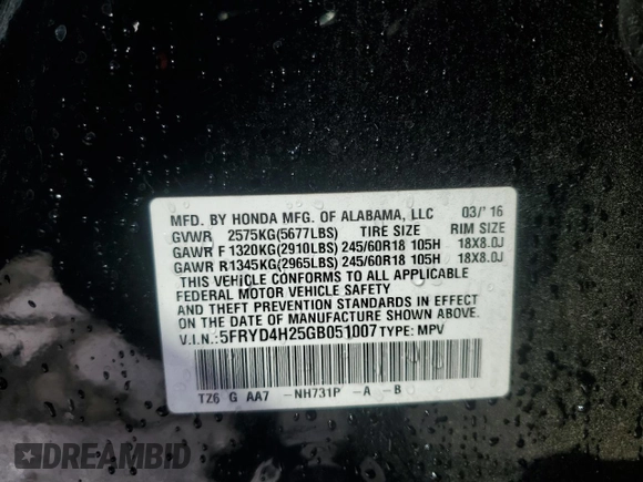 2016 Acura MDX with VIN 5FRYD4H25GB051007, listed as a Copart auction lot 47103645 with 170,517 mi miles and Salvage Title. Bid and sale history available at carsss.com. Image 13.