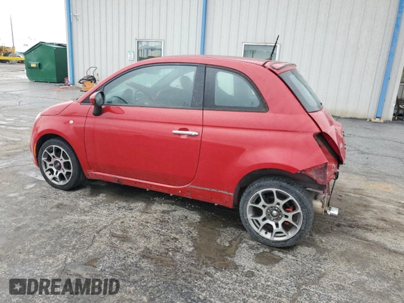 2013 FIAT 500 Sport with VIN 3C3CFFBR5DT599680, listed as a Copart auction lot 50015055 with 62,510 mi miles and Salvage Title. Bid and sale history available at carsss.com. Image 2.