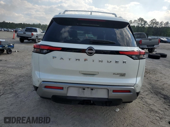 2023 Nissan Pathfinder Platinum with VIN 5N1DR3DJ4PC227904, listed as a Copart auction lot 52177715 with 55,282 mi miles and Salvage title. Bid and sale history available at DreamBid. Image 6.