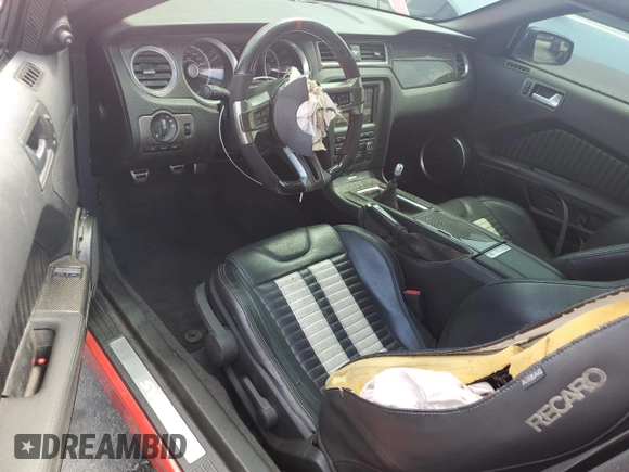 2012 Ford Mustang Shelby GT500 with VIN 1ZVBP8JS2C5201325, listed as a Copart auction lot 60275065 with 140,234 mi miles and Salvage title. Bid and sale history available at DreamBid. Image 8.