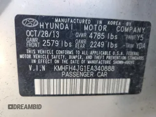 2014 Hyundai Azera Limited with VIN KMHFH4JG1EA340888, listed as a Copart auction lot 69522234 with Not Provided miles and Salvage Title. Bid and sale history available at carsss.com. Image 12.