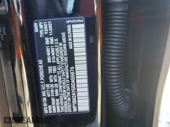 2024 Porsche Cayenne z VIN WP1BA2AY5RDA55876, wystawiony jako Copart lot #82519034 z przebiegiem 354 mil mil oraz Szkoda całkowita • Salvage title. Historia ofert i sprzedaży dostępna na DreamBid. Obrazek 13.
