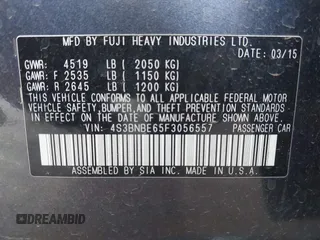2015 Subaru Legacy Premium with VIN 4S3BNBE65F3056557, listed as a IAAI auction lot 42422624 with 126,799 mi miles and . Bid and sale history available at DreamBid. Image 9.