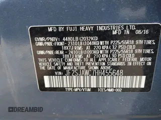 2017 Subaru Forester Touring with VIN JF2SJAWC7HH455648, listed as a IAAI auction lot 42118358 with 58,123 mi miles and . Bid and sale history available at DreamBid. Image 9.