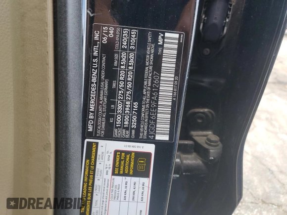 2015 Mercedes-Benz GL-Class GL 450 with VIN 4JGDF6EE9FA612607, listed as a Copart auction lot 58969753 with 108,141 mi miles. Bid and sale history available at carsss.com. Image 14.