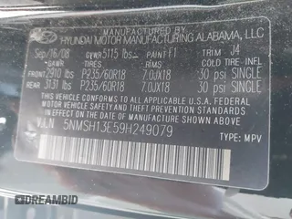2009 Hyundai Santa Fe SE с VIN 5NMSH13E59H249079, выставлен на аукционе IAAI как лот 42450235 с пробегом 149 477 миль миль и . История ставок и продаж доступна на DreamBid. Изображение 9.