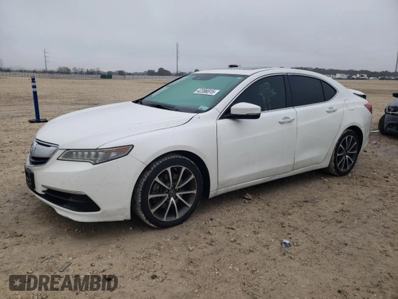 2015 Acura TLX V6 Tech with VIN 19UUB3F5XFA001483, listed as a Copart auction lot 42386515 with 135,582 mi miles and Salvage Title. Bid and sale history available at carsss.com. Image 1.
