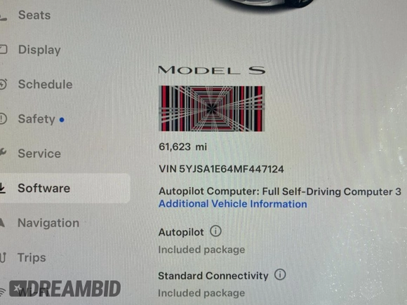 2021 Tesla Model S Plaid с VIN 5YJSA1E64MF447124, выставлен на аукционе Copart как лот 55833265 с пробегом 61 623 миль миль и Чистый • Clean title. История ставок и продаж доступна на DreamBid. Изображение 8.