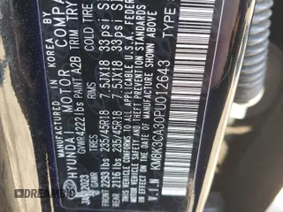 2023 Hyundai Kona N Line with VIN KM8K3CA30PU012643, listed as a Copart auction lot 44437365 with 39,334 mi miles and Salvage Title. Bid and sale history available at carsss.com. Image 14.