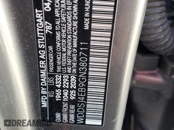 2016 Mercedes-Benz CLA 250 with VIN WDDSJ4EB9GN380711, listed as a Copart auction lot 40464344 with 59,765 mi miles and . Bid and sale history available at DreamBid. Image 12.