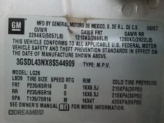 2008 Saturn VUE XE with VIN 3GSDL43NX8S544909, listed as a Copart auction lot 43714675 with 0 mi miles and Salvage Title. Bid and sale history available at carsss.com. Image 13.