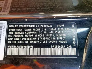 2008 Volkswagen Eos Turbo с VIN WVWBA71F98V055076, выставлен на аукционе Copart как лот 61935175 с пробегом 130 310 миль миль и Списание • Salvage title. История ставок и продаж доступна на DreamBid. Изображение 12.