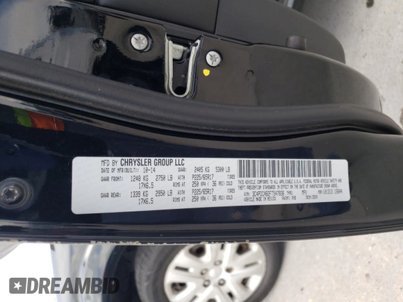 2015 Dodge Journey American Value with VIN 3C4PDCAB2FT547836, listed as a Copart auction lot 54337615 with 169,288 mi miles and Salvage Title. Bid and sale history available at DreamBid. Image 14.