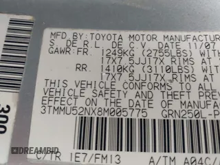 2008 Toyota Tacoma with VIN 3TMMU52NX8M005775, listed as a IAAI auction lot 41826447 with 117,775 mi miles and . Bid and sale history available at DreamBid. Image 9.