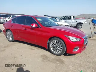 2021 Infiniti Q50 Luxe with VIN JN1EV7BR3MM750909, listed as a IAAI auction lot 41791956 with 42,843 mi miles and . Bid and sale history available at carsss.com. Image 1.